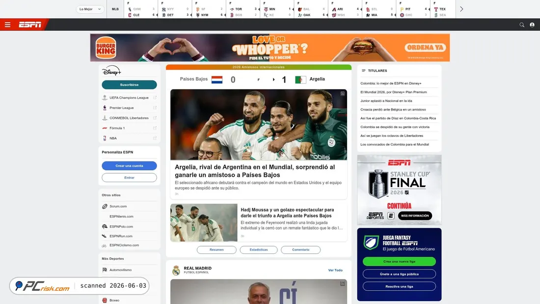 Screenshot von espn.com.ve