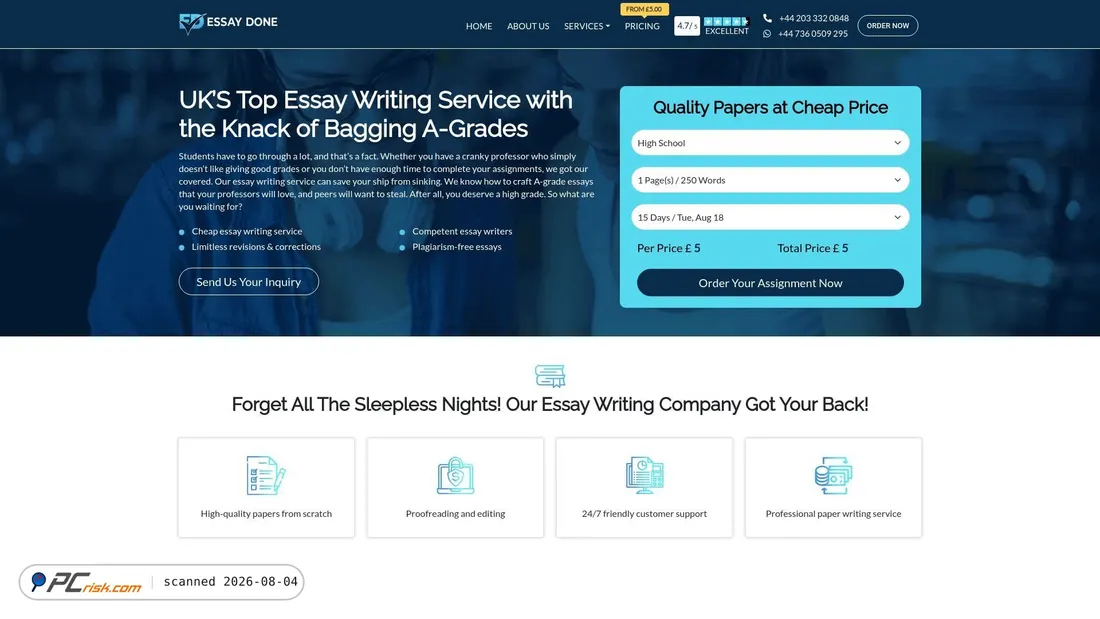 Screenshot of essaydone.co.uk