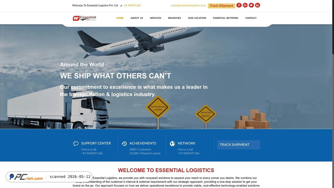 Screenshot von essentiallogistics.net.in