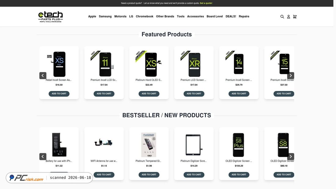 Screenshot van etechparts.com