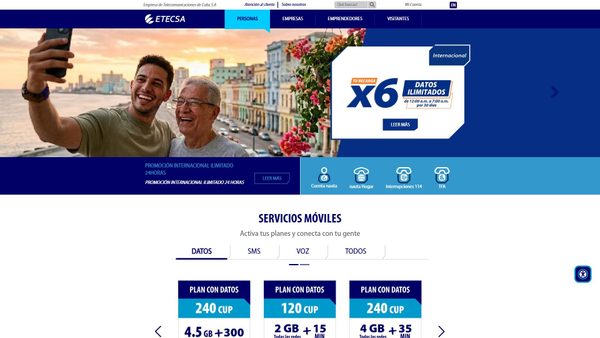 Captura de ecrã de etecsa.cu