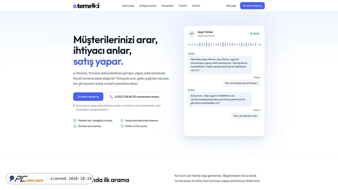 Screenshot of etemsilci.com