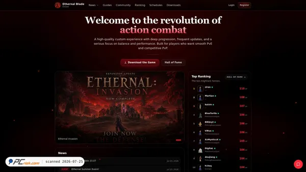 ethernalblade.com screenshot