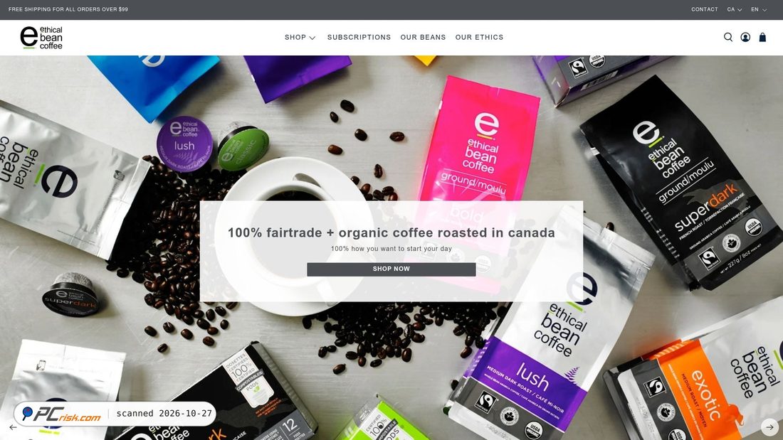 Screenshot von ethicalbean.com