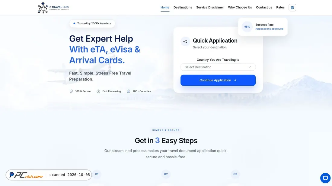 Captura de ecrã de etravel-hub.com
