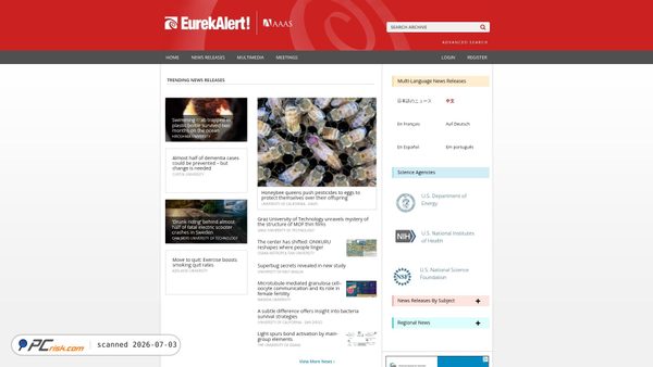eurekalert.org screenshot