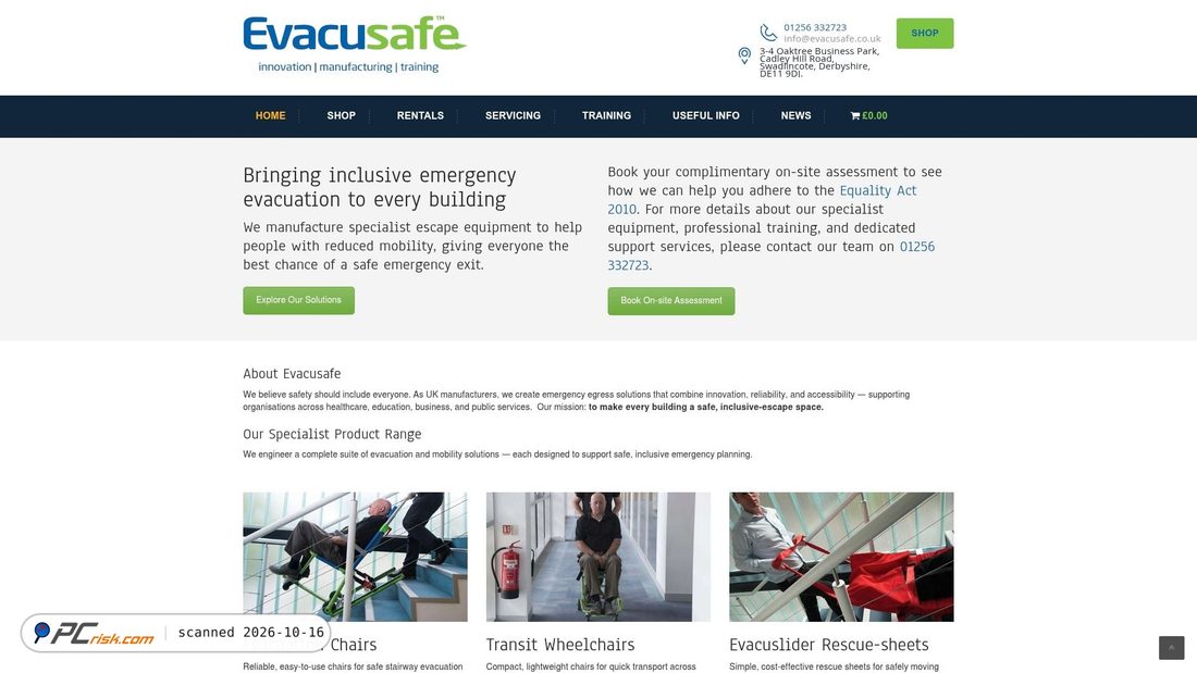 Captura de ecrã de evacusafe.co.uk