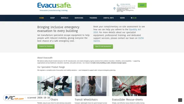 Captura de evacusafe.co.uk