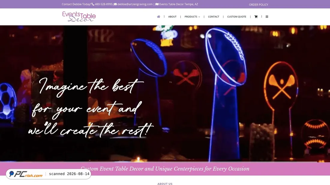 Screenshot of eventstabledecor.com