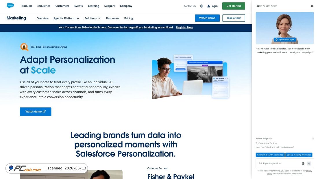 Screenshot di evergage.com