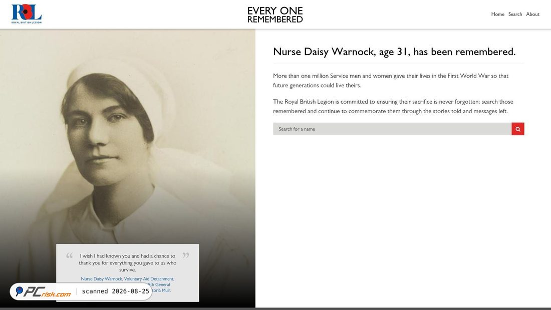 Screenshot di everyoneremembered.org