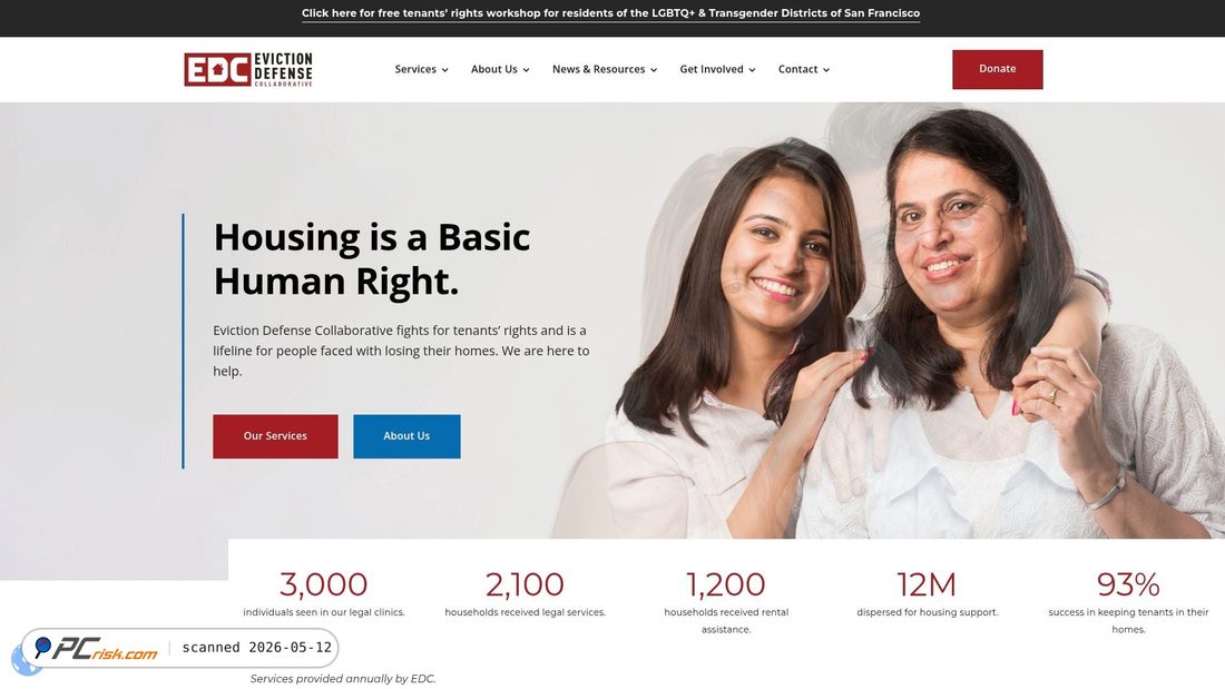 Screenshot von evictiondefense.org
