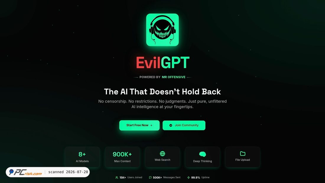 Screenshot von evilgpt.io