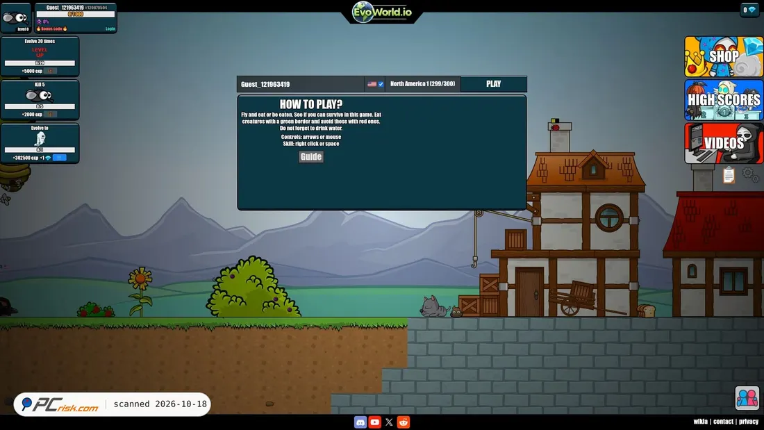 Captura de ecrã de evoworld.io