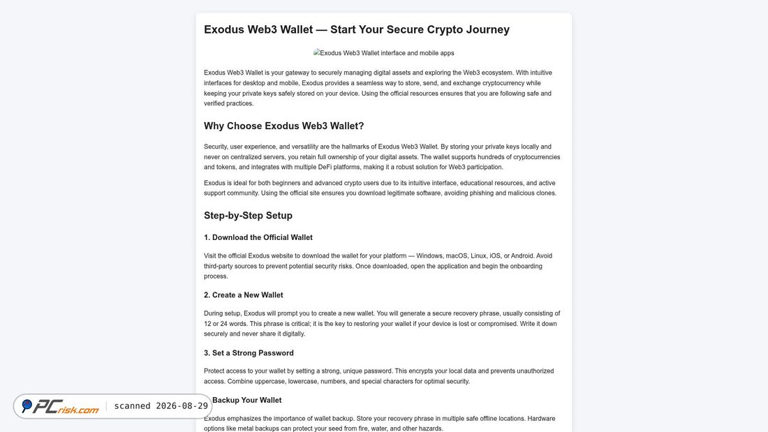 Screenshot von exodas-web3start.wasmer.app
