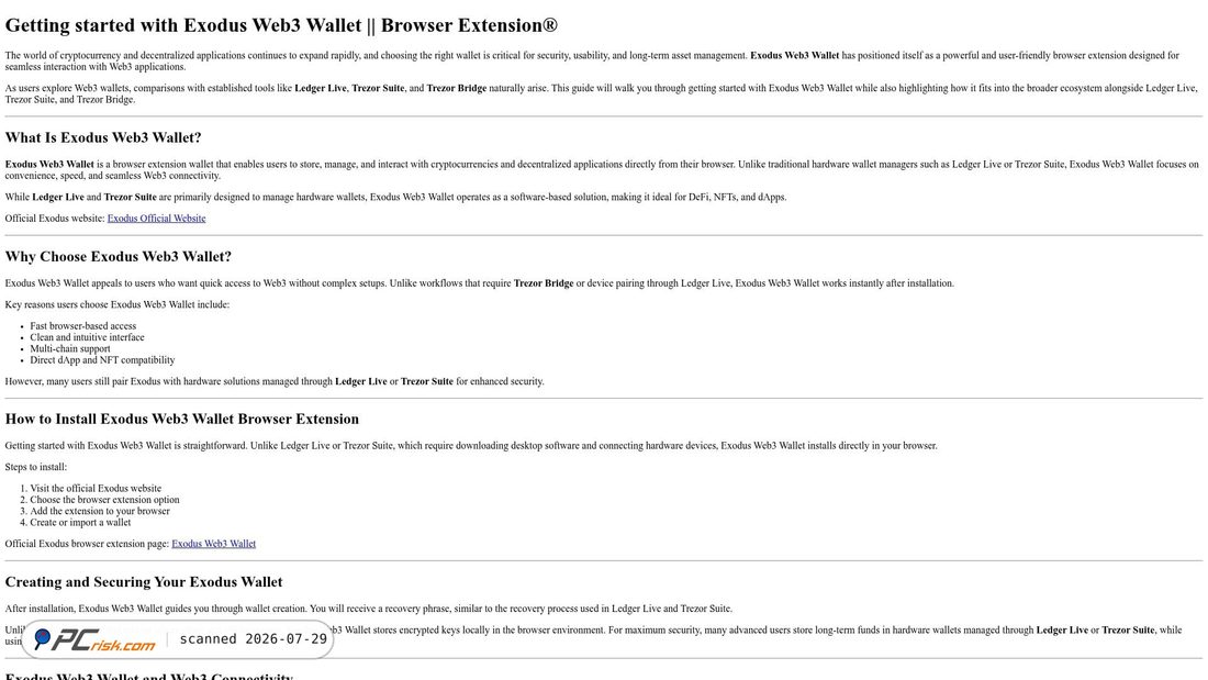 Screenshot of exodus-help-wlt-chiky.wasmer.app