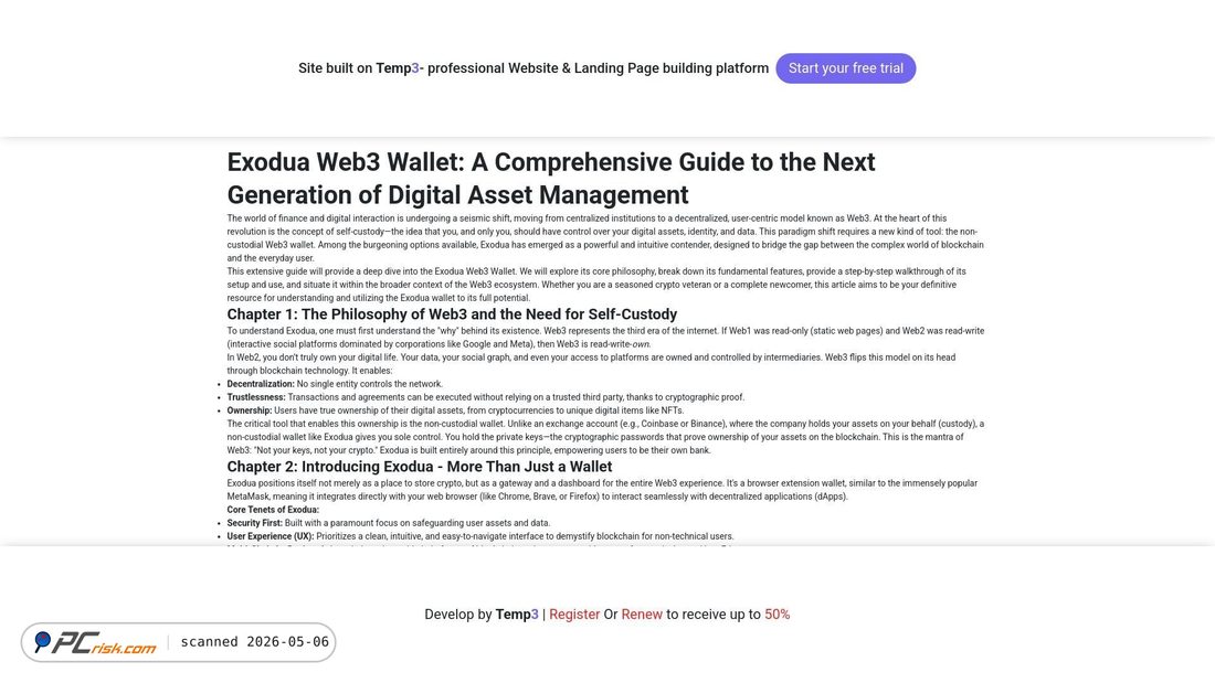Capture d’écran de exodus-web3-wallet-en.tem3.io