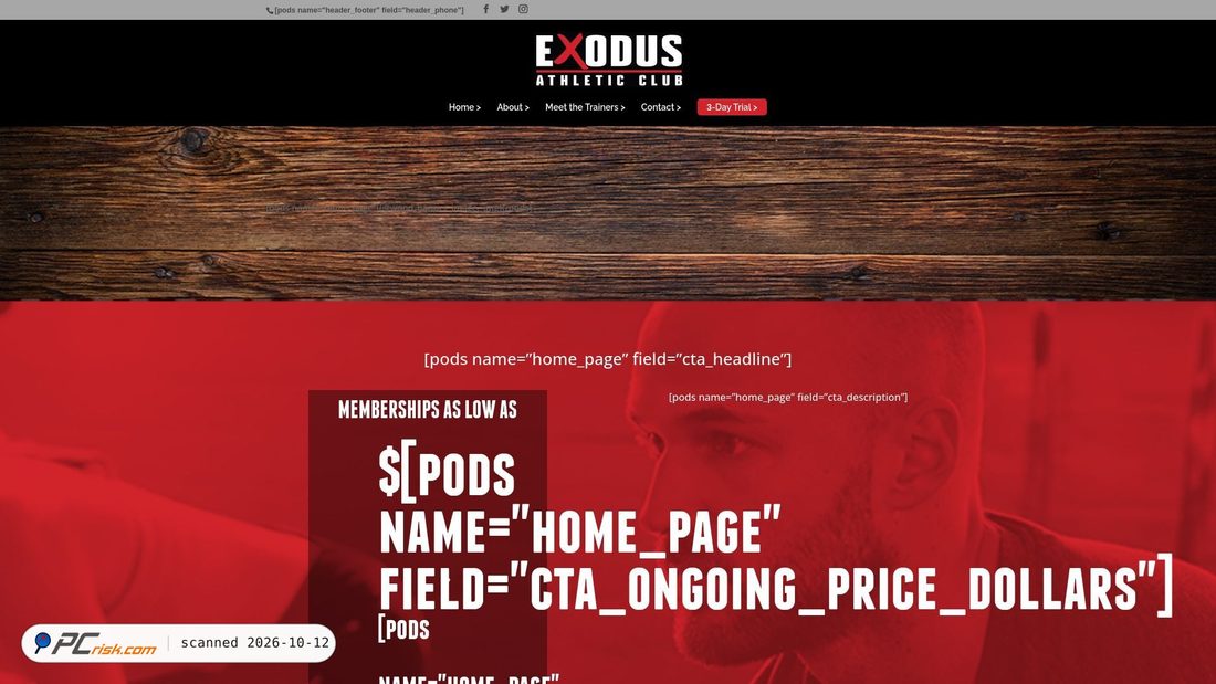 Captura de ecrã de exodusathleticclub.com