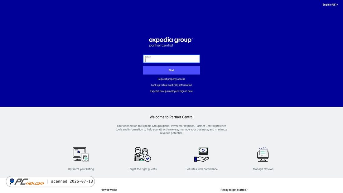 Screenshot of expediapartnercentral.com