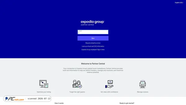 expediapartnercentral.com screenshot
