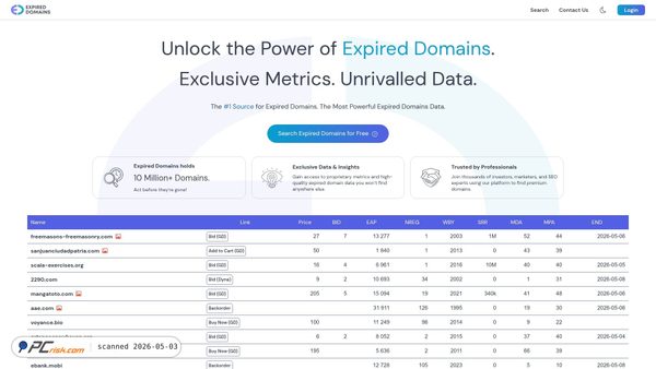 expireddomains.com screenshot