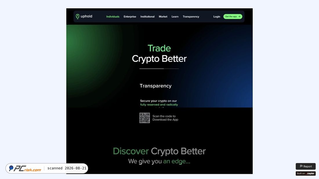 Screenshot di exploreuphold.zapier.app