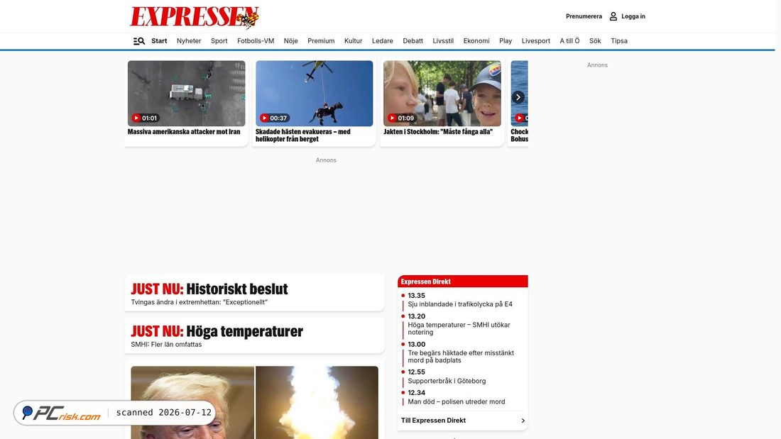 Screenshot of expressen.se