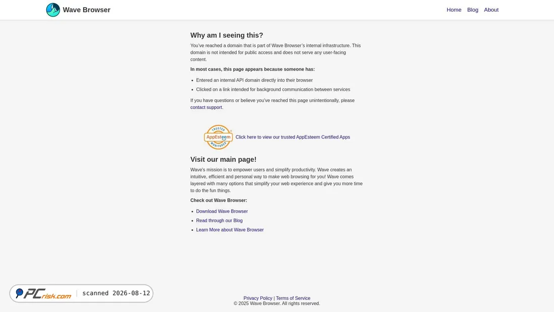 Screenshot of extapi.wavebrowserbase.com