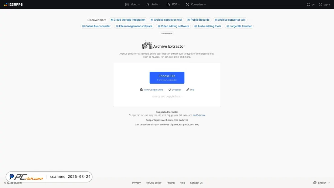 Screenshot of extract.me