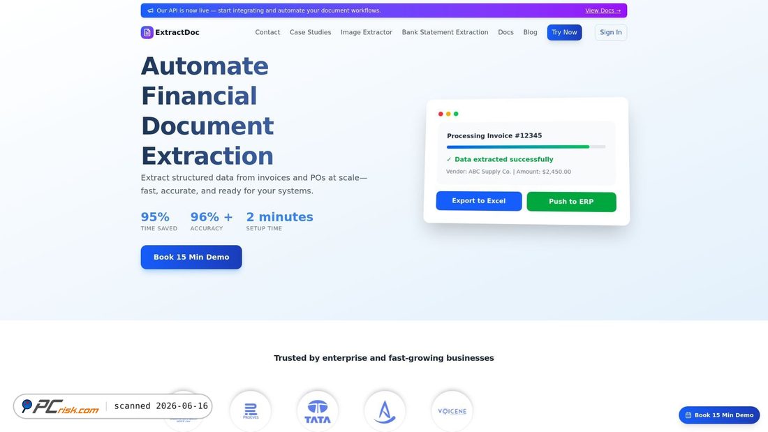 Screenshot of extractdoc.com