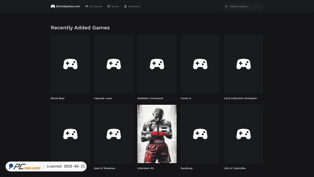 Screenshot of extrogames.com