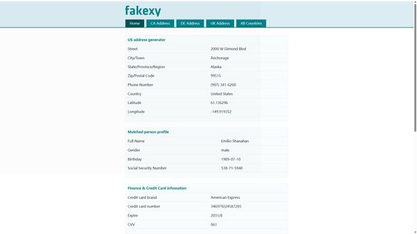 Captura de ecrã de fakexy.com