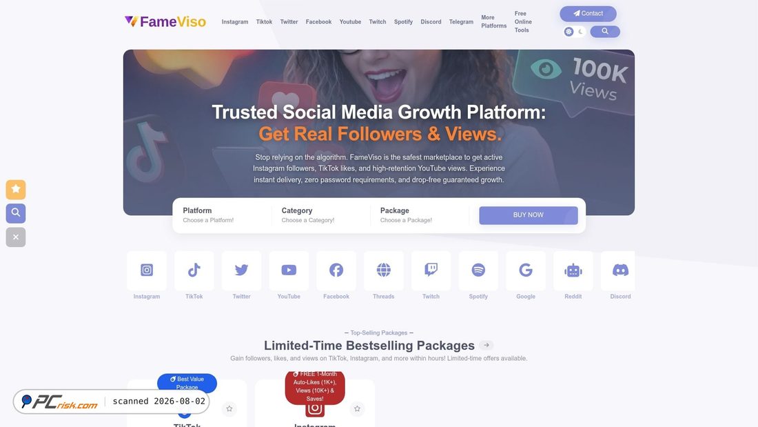 Screenshot of fameviso.com