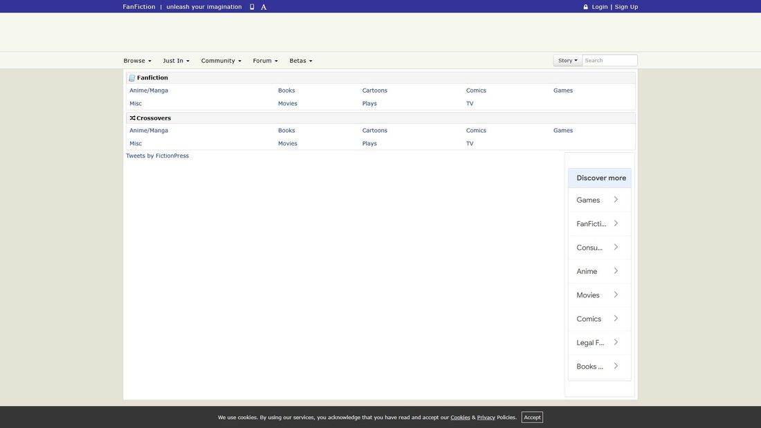 Screenshot von fanfiction.net