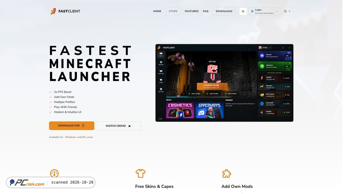 Screenshot von fastclient.net