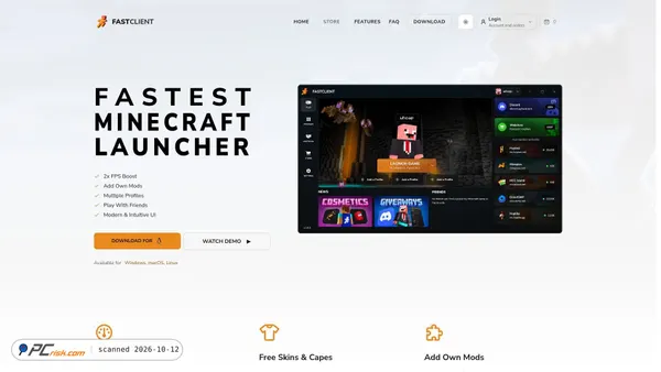 Captura de ecrã de fastclient.net