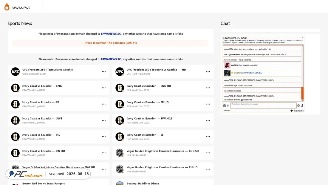 Is fawanews.sc Safe? Security Scan Report | PCrisk