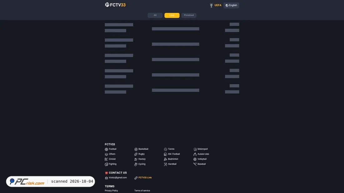 Screenshot of fctv33.io