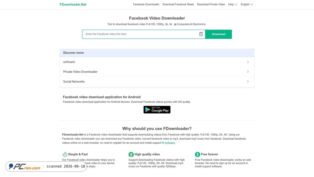 Screenshot von fdownloader.net