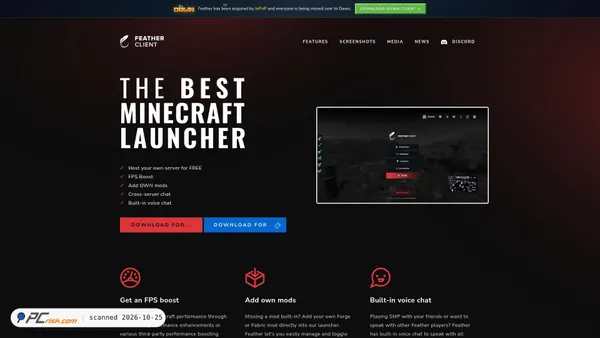 Zrzut ekranu feathermc.com