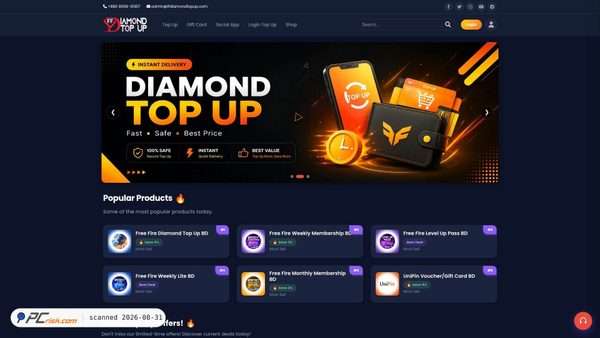 Captura de ecrã de ffdiamondtopup.com