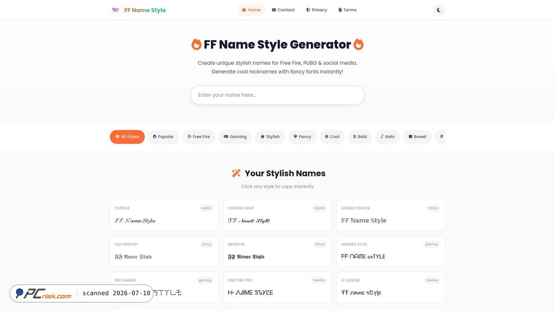 Screenshot of ffnamestyle.org