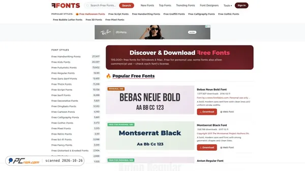 Screenshot di ffonts.net