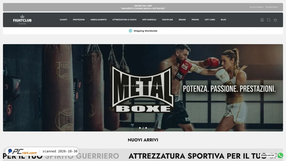 Screenshot von fightclubstore.com