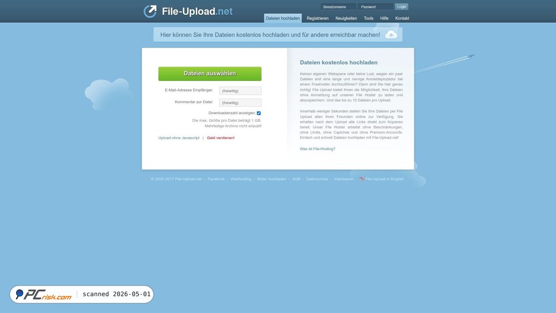 Screenshot di file-upload.net