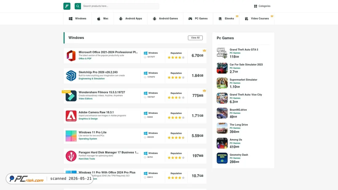 Screenshot of filecr.com