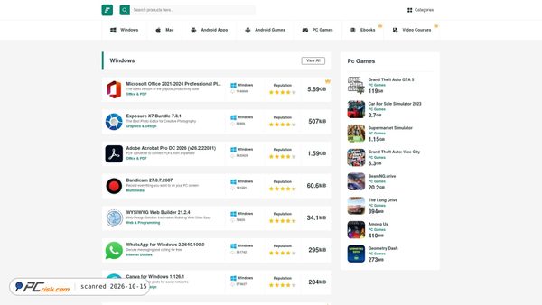 Captura de ecrã de filecr.com