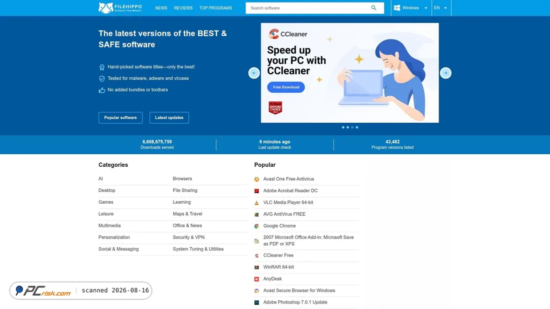 Screenshot von filehippo.com