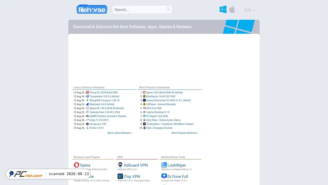 Screenshot of filehorse.com