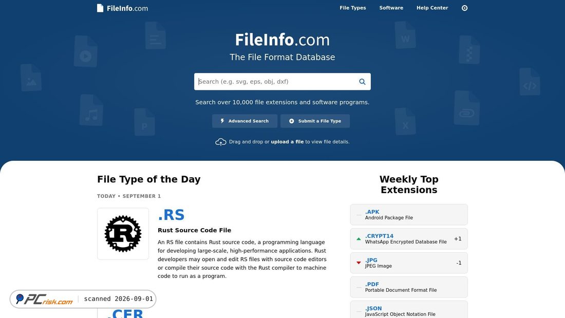 Captura de ecrã de fileinfo.com